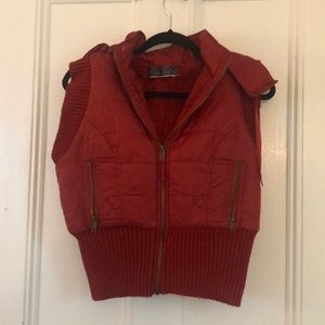 Red free people bomber vest